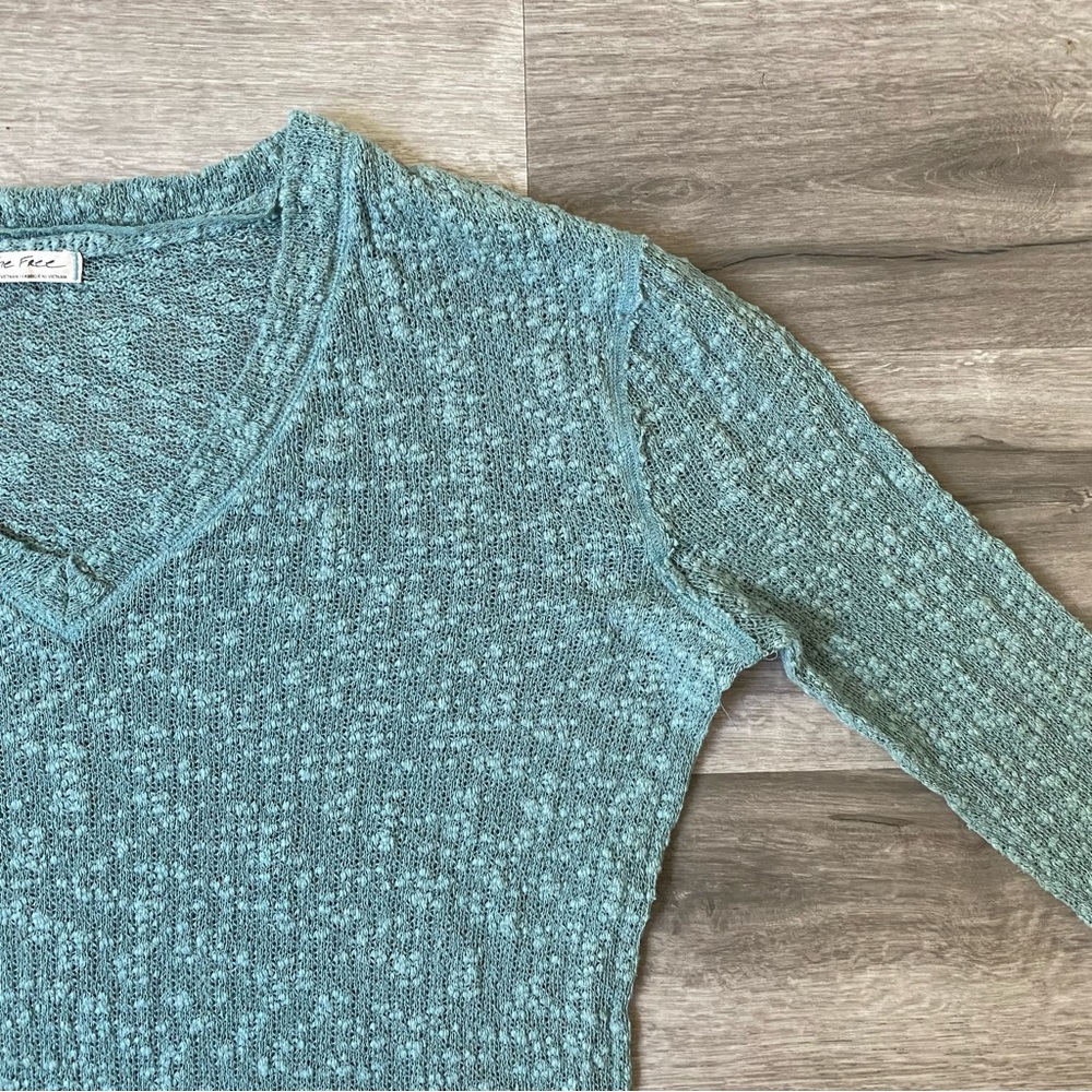 Free People Ocean Air Hacci Tunic Knit Sweater Top Seafoam Moss Small - Picture 5 of 14